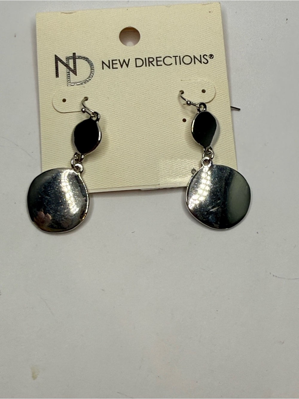 new directions Silver Double Disc Drop Earrings
